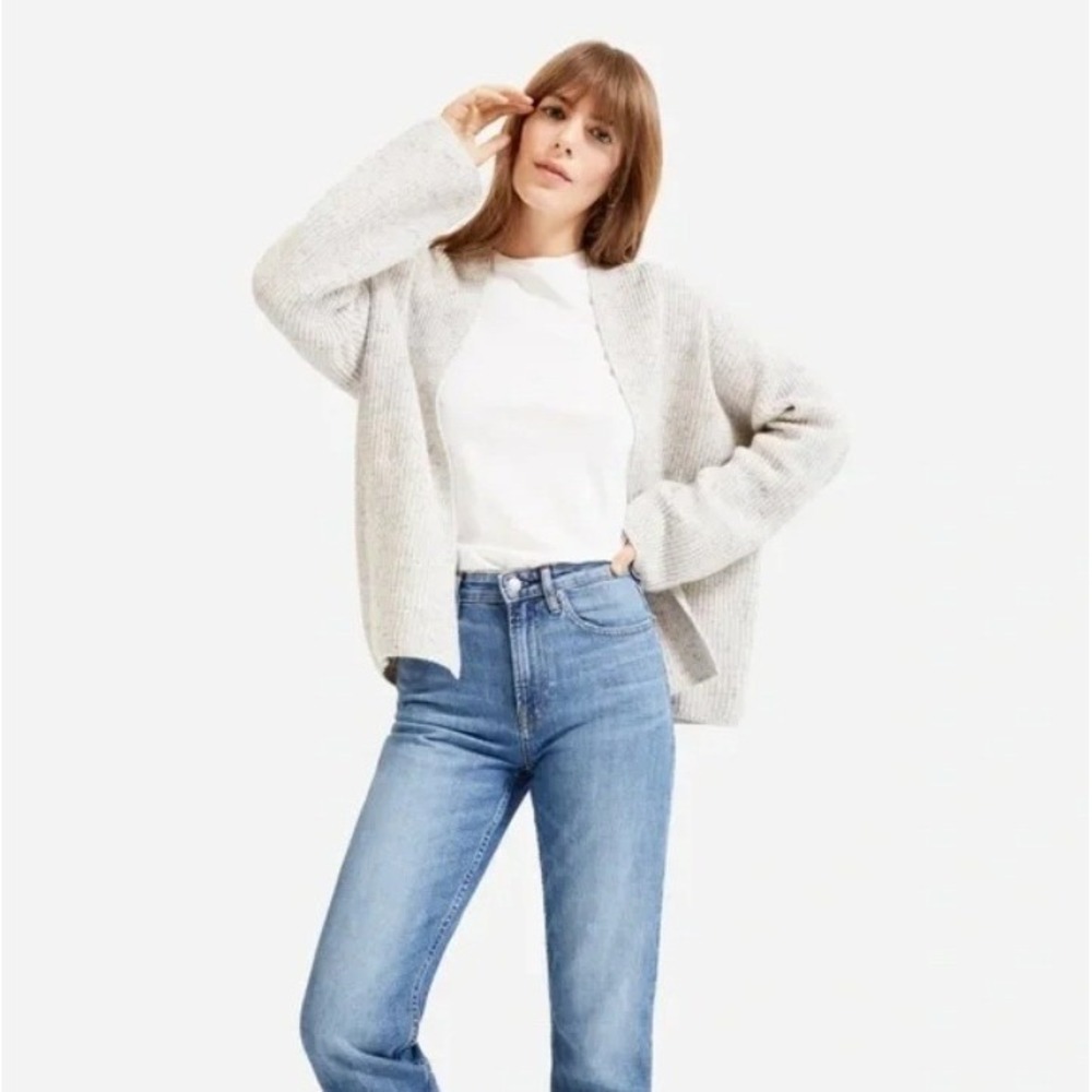 Everlane The Twisted Wool Blend Open Front Knit Cardigan Sweater Relaxed Fit XS